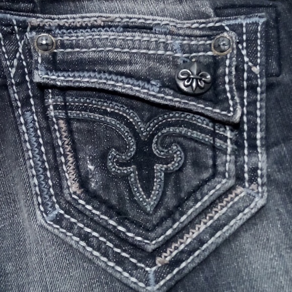 Rock Revival Women's 26 Straight Embellished Embroidered Distressed Black NWOT - Picture 8 of 14